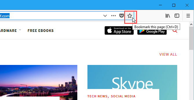 Atzīmēt šo lapu ar zvaigznīti adreses joslā pārlūkprogrammā Firefox