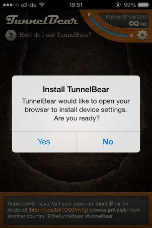 Iestatiet VPN savā iPhone minūtēs ar Tunnelbear tunnelbear3