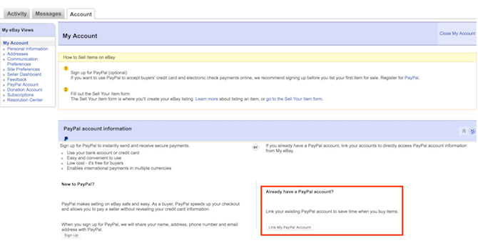 Kā saistīt PayPal ar eBay Link Paypal eBay 1