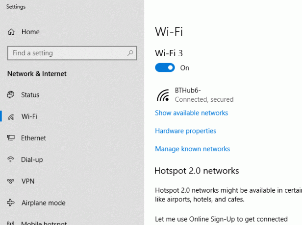 Windows 10 Wi-Fi iestatījumi