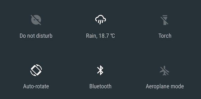 Android Nougat Weather Quick Settings flīžu lietotne