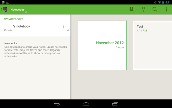 evernote for android-tablete