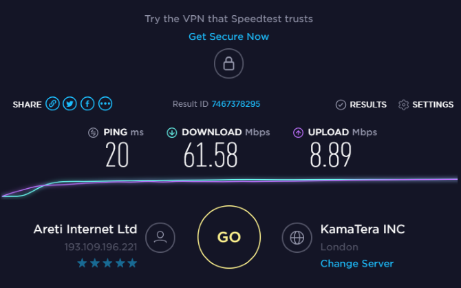 Izmantojiet speedtest.net, lai pārbaudītu VPN ātrumu