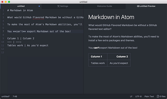 Atom teksta redaktors operētājsistēmā Mac