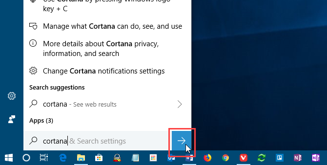 Cortana iesniegšanas poga