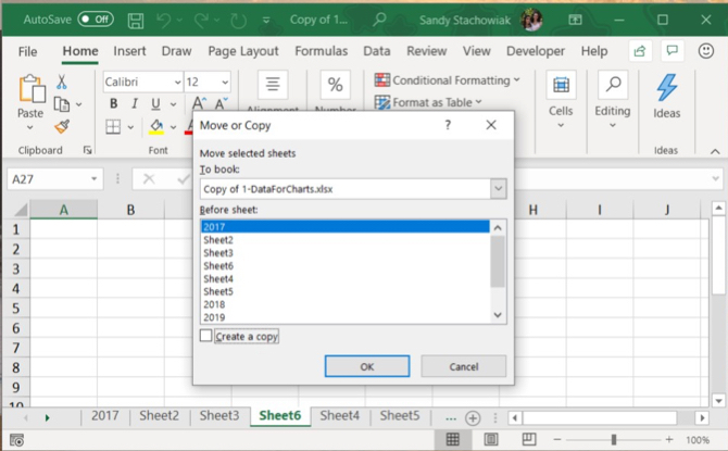 Cilne Excel pārvietošana vai kopēšana