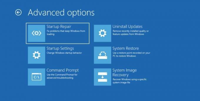 Windows papildu opciju izvēlne papildu palaišanas opcijās