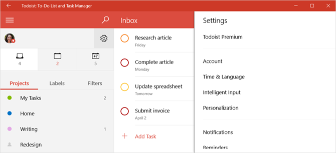 todoist Windows lietotne