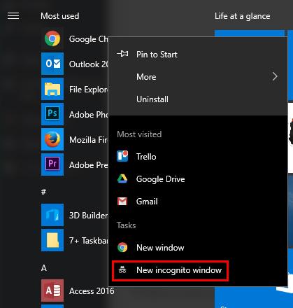 Kā palaist pārlūku privātā režīmā, izmantojot noklusējuma Windows inkognito