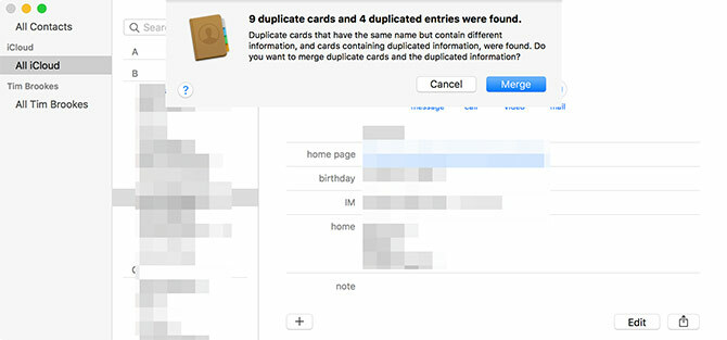 Apvienot kontaktpersonu dublikātus macOS
