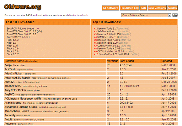 vecākas programmatūras versijas